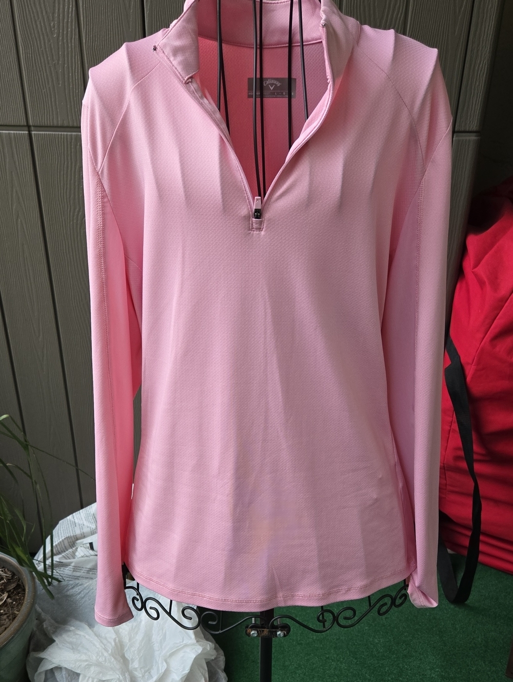 Callaway Light Pink Long-Sleeve Half-Zip Performance Top